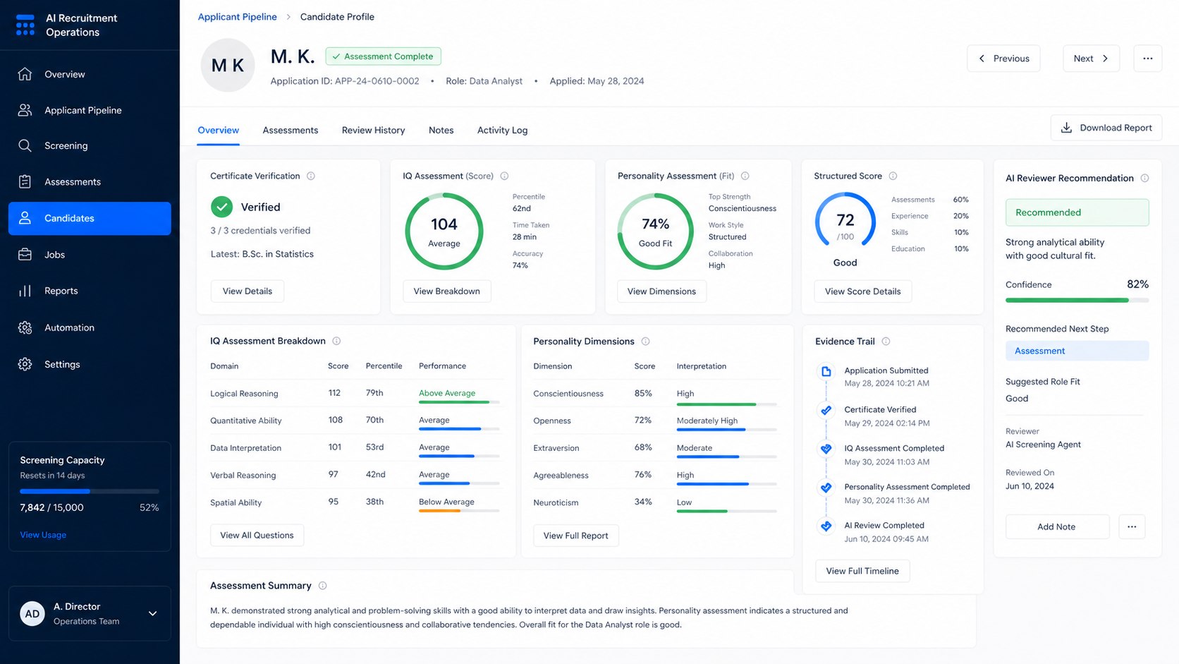 Agentic AI for High-Volume Recruitment product interface