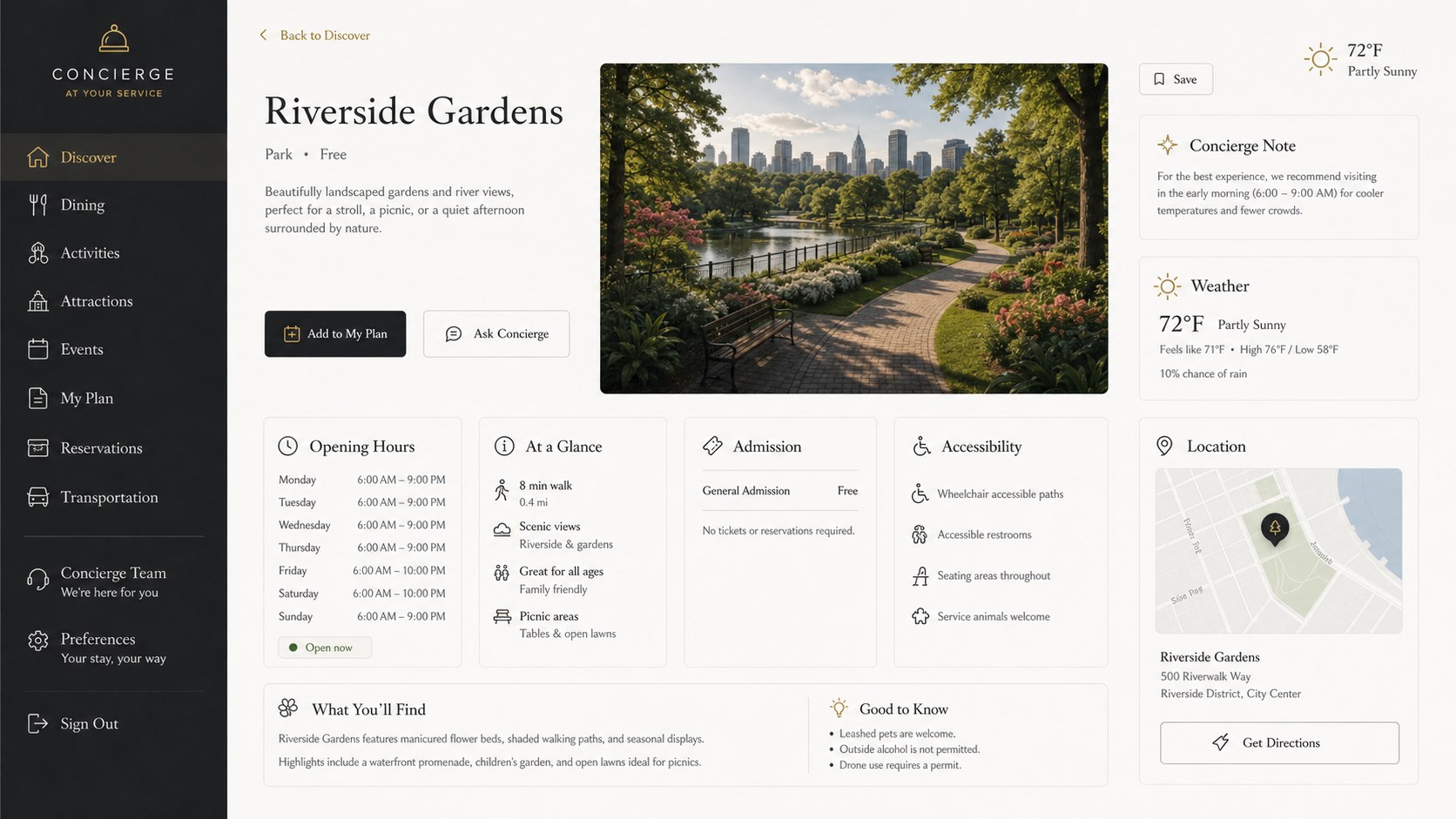 Agentic AI for Hospitality & Concierge product interface