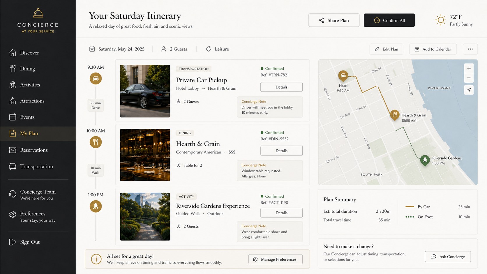 Agentic AI for Hospitality & Concierge product interface